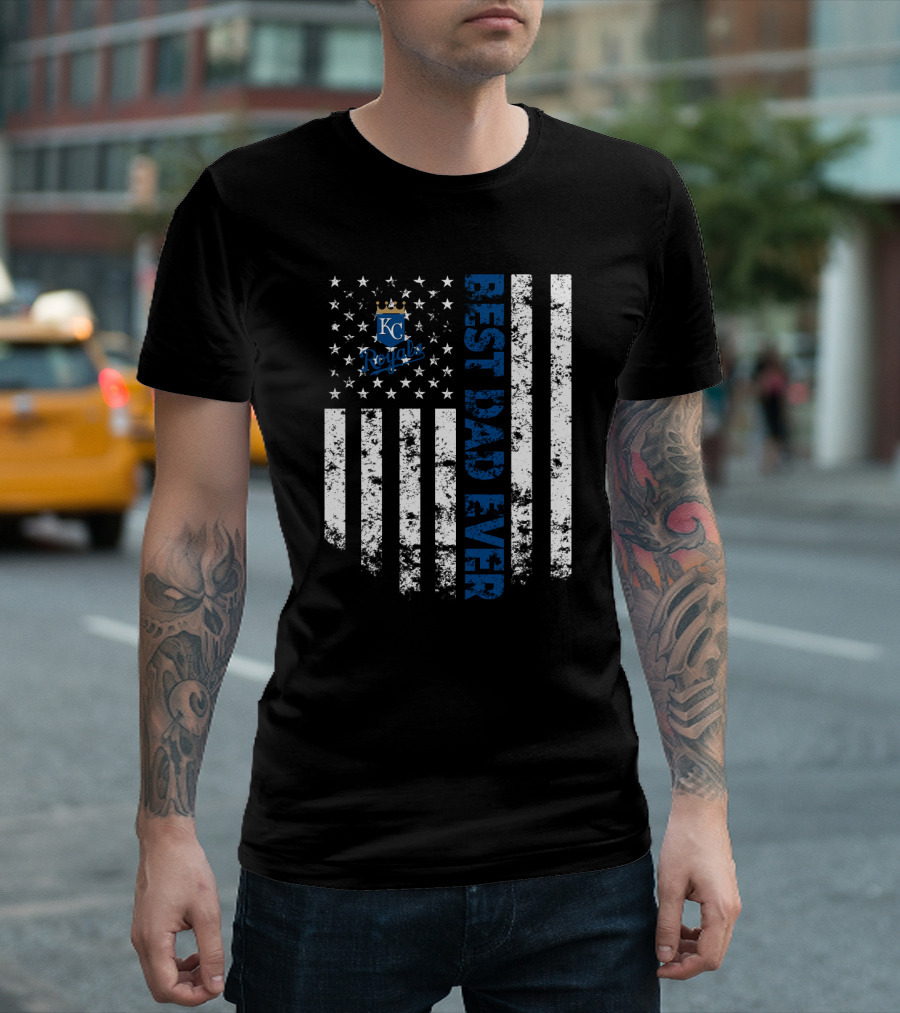 Best Kansas City Royals Dad Ever American Flag Style T-Shirt
