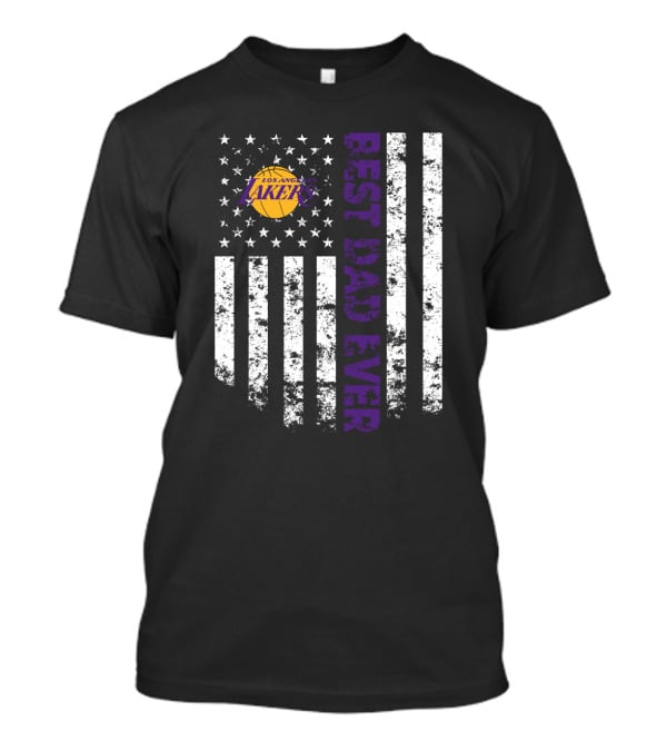 Los Angeles Lakers Best Dad Ever American Flag T-Shirt