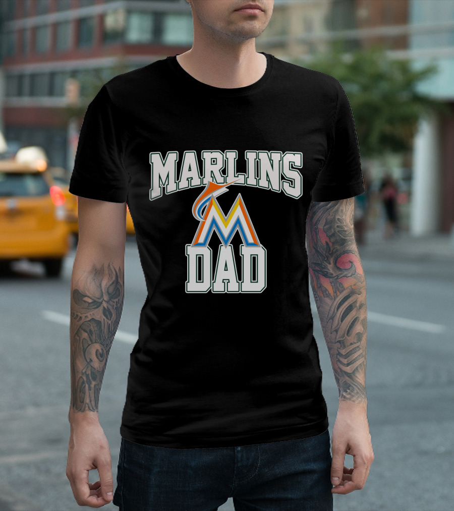 Marlins Dad Baseball Fan Apparel Miami Sports Gift T-Shirt