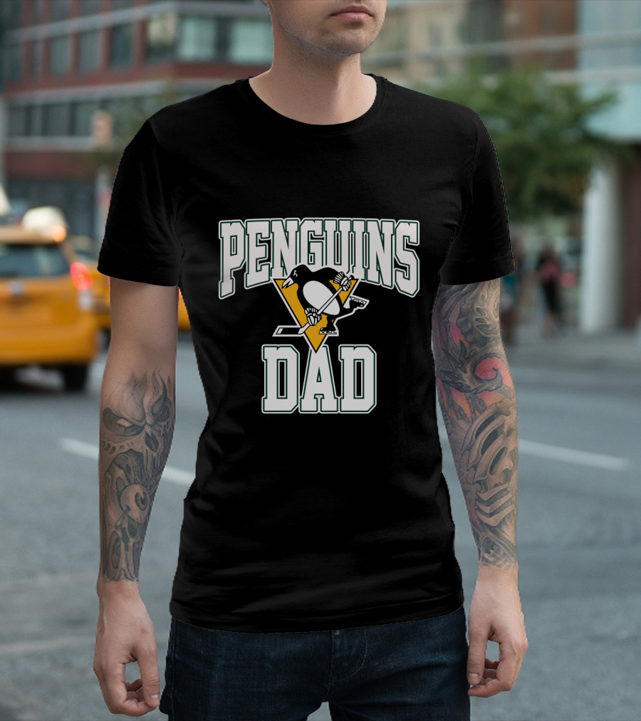 Pittsburgh Penguins Dad Logo Hockey Enthusiast T-Shirt