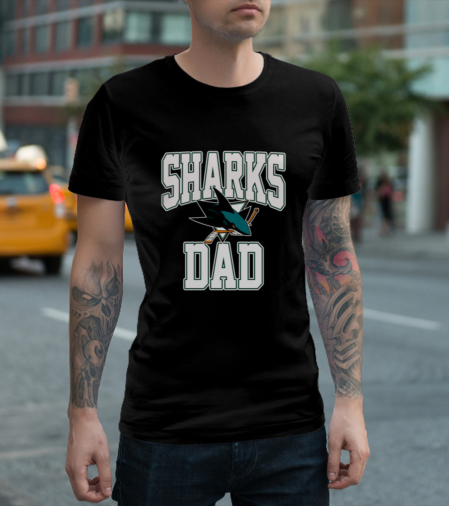 San Jose Sharks Dad Bold Text With Iconic Shark T-Shirt