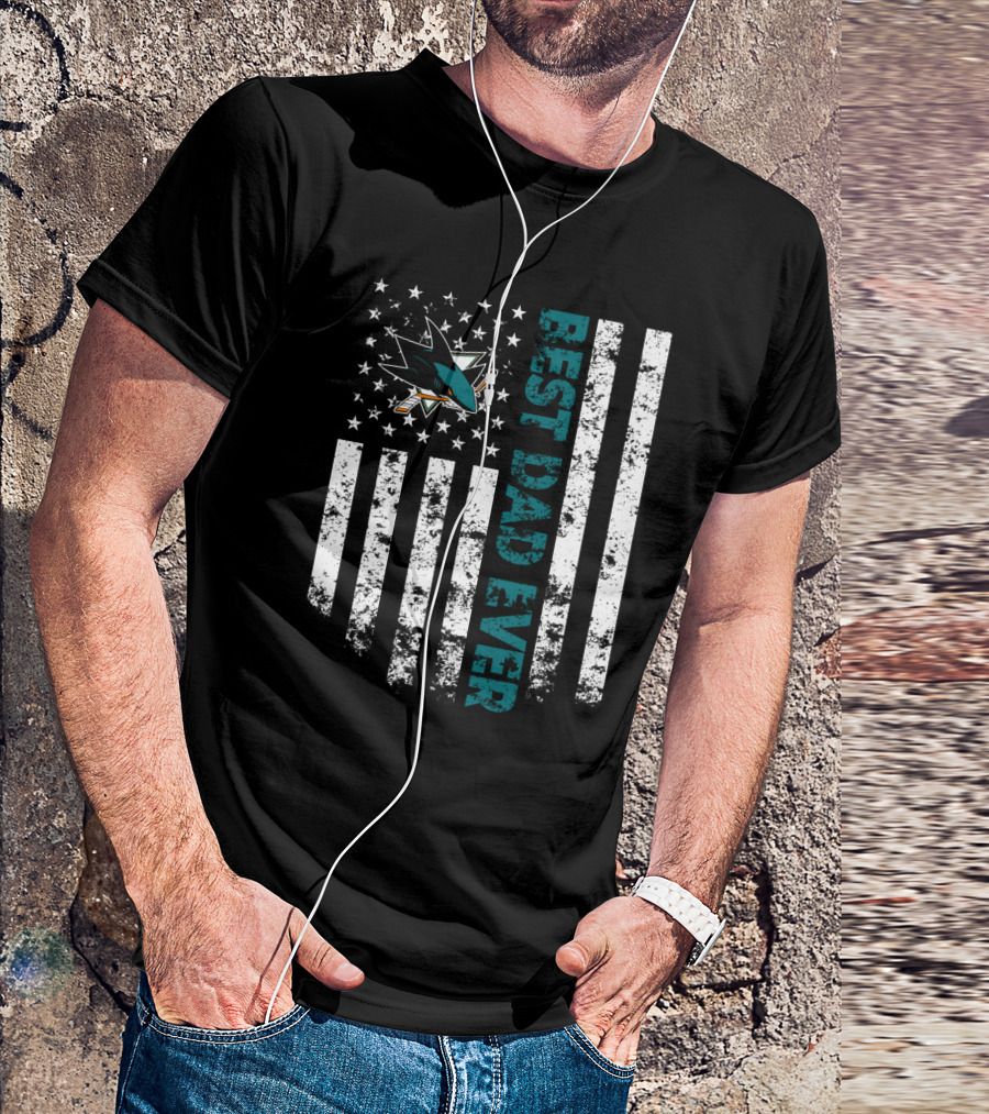 San Jose Sharks Best Dad Ever Patriotic Flag Style T-Shirt