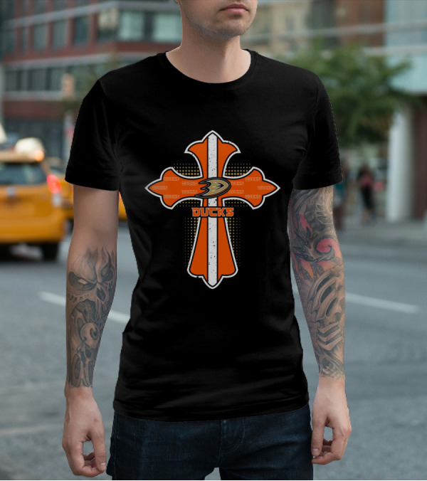 Anaheim Ducks Cross For Fans And Jesus Faith Symbols T-Shirt