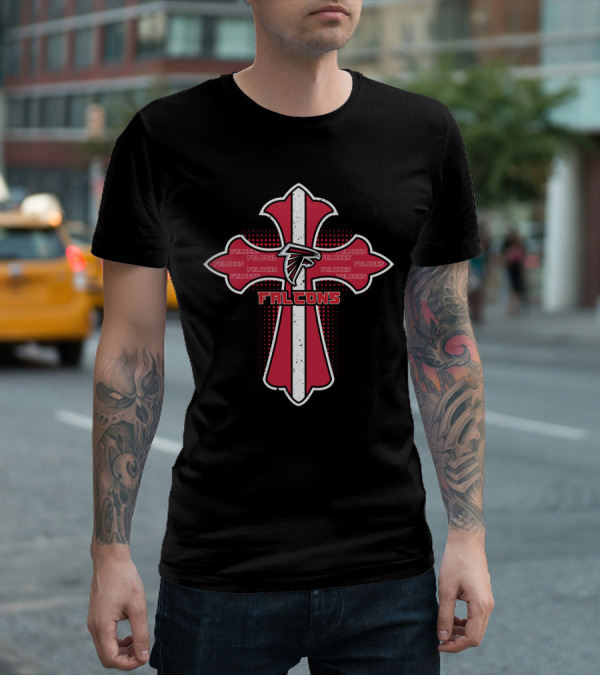 Cross Shaped Atlanta Falcons Logo For Jesus And Falcons Fans T-Shirt