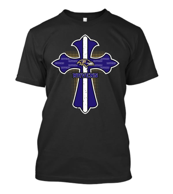 Ravens Cross Featuring Baltimore Ravens Logo And Team Spirit T-Shirt
