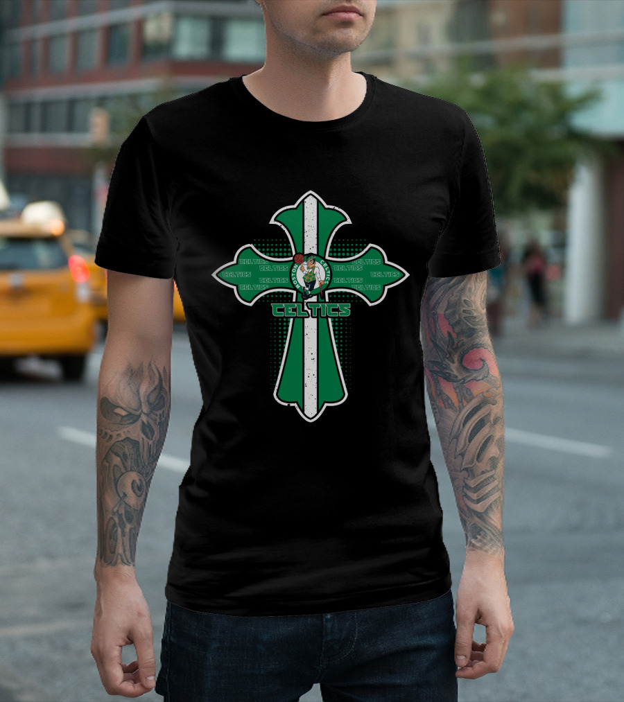 Celtics Fans Cross Jesus And Boston Basketball Team T-Shirt