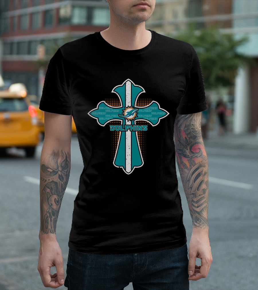 Dolphins Cross For Miami Dolphins Fans And Christianity Enthusiasts T-Shirt