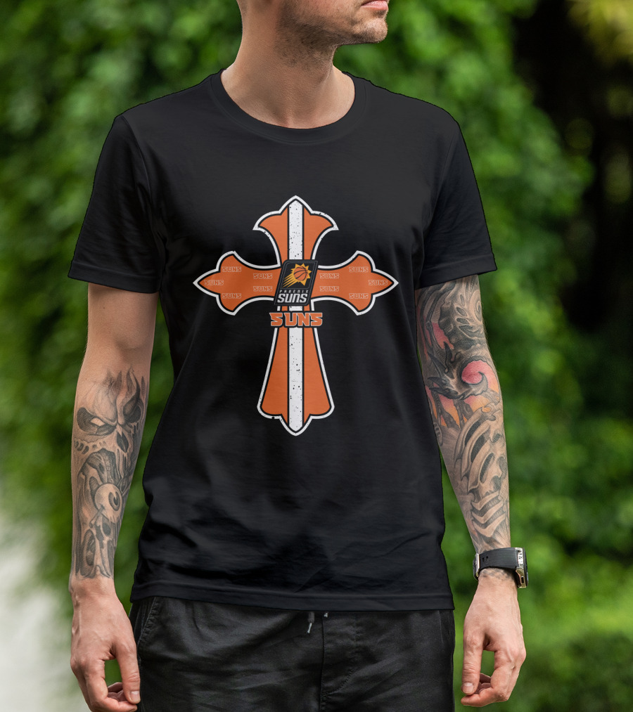 Cross Featuring Phoenix Suns Logo And Text For Jesus And Fans T-Shirt