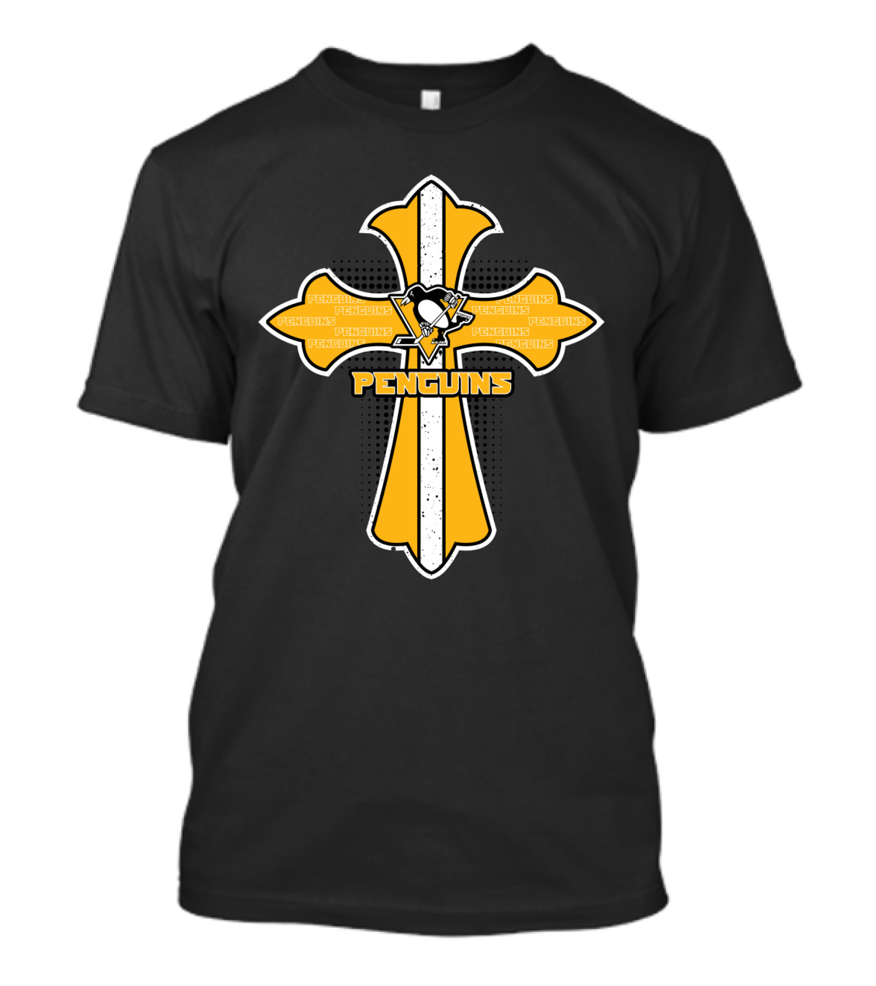 Penguins Cross Symbol Faith And Pittsburgh Fan Emblem T-Shirt
