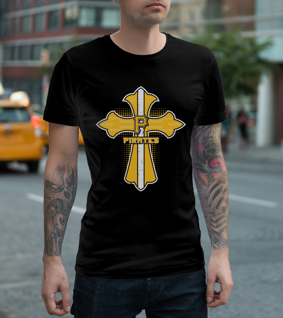 Pittsburgh Pirates Symbol Cross Featuring Team Name T-Shirt