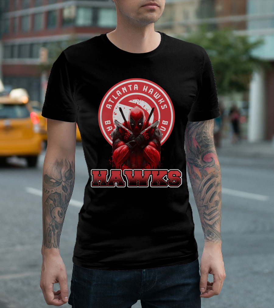 Atlanta Hawks Deadpool Logo Crossover Fan T-Shirt