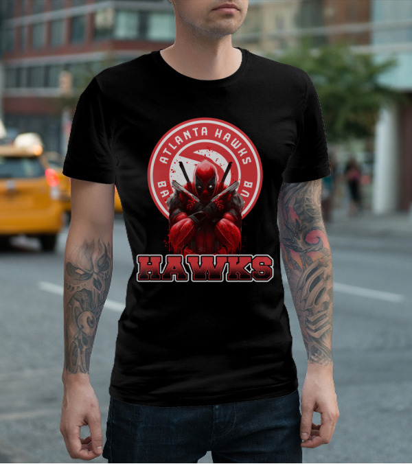 Atlanta Hawks Deadpool Logo Crossover Fan T-Shirt