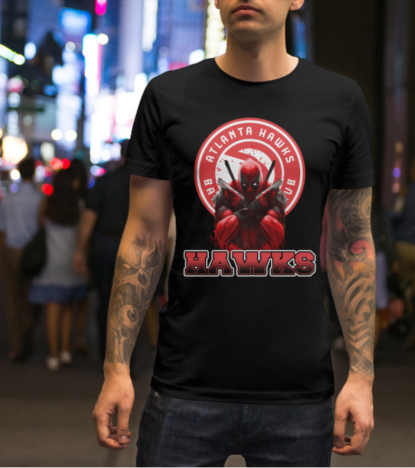 Atlanta Hawks Deadpool Logo Crossover Fan T-Shirt