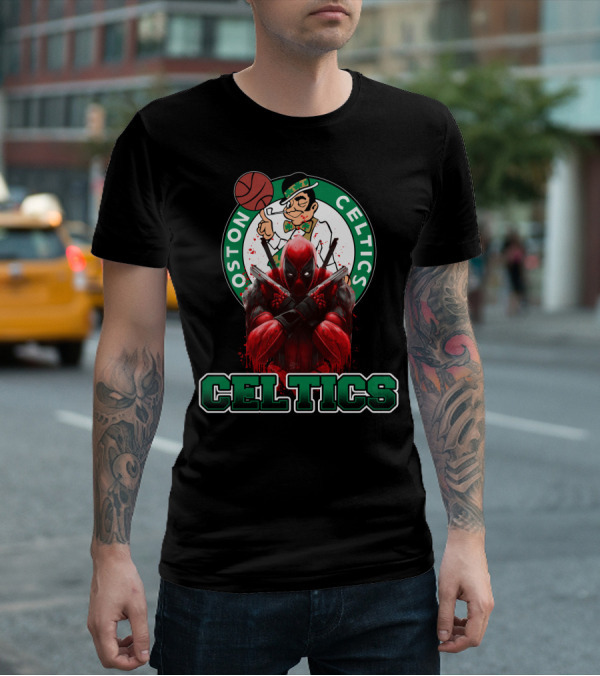 Boston Celtics Deadpool Mashup Crossover Fan T-Shirt