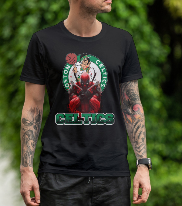 Boston Celtics Deadpool Mashup Crossover Fan T-Shirt