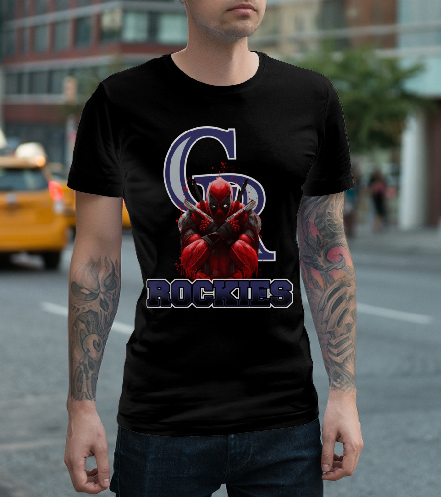 Colorado Rockies Deadpool Mashup Iconic Crossover Fan T-Shirt
