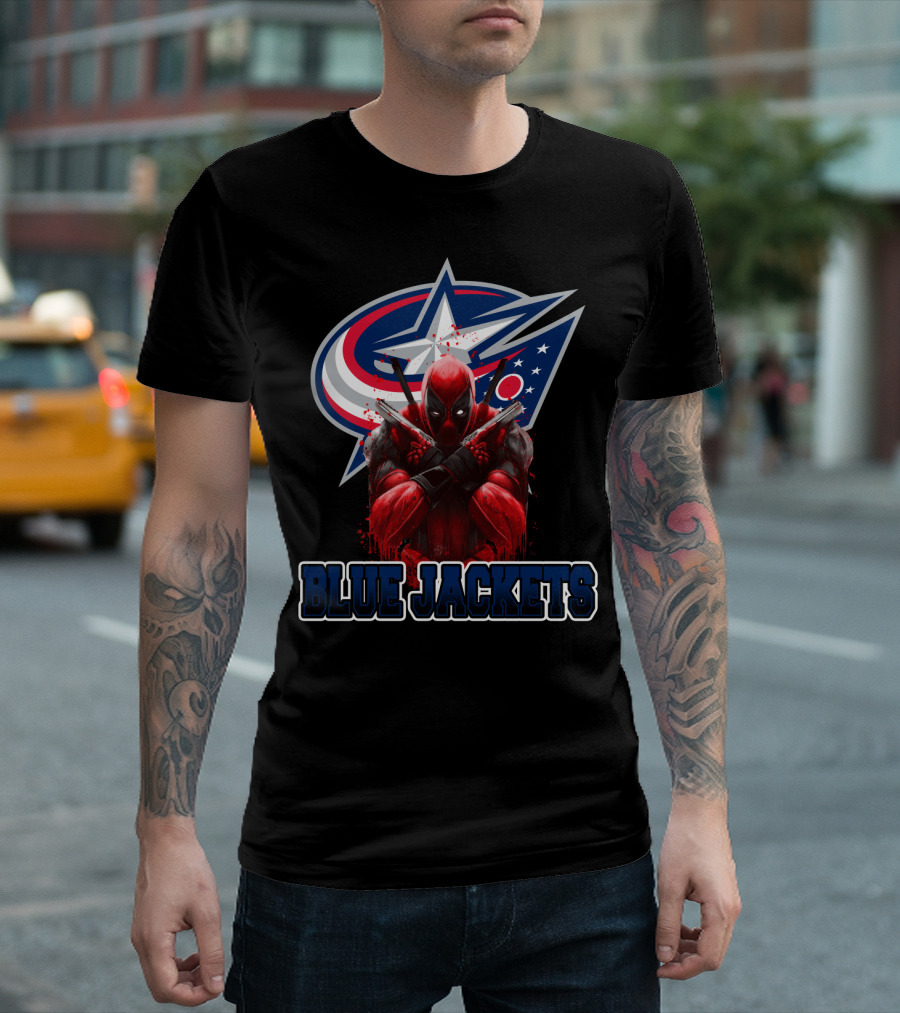 Columbus Blue Jackets Deadpool Crossover NHL Fans T-Shirt