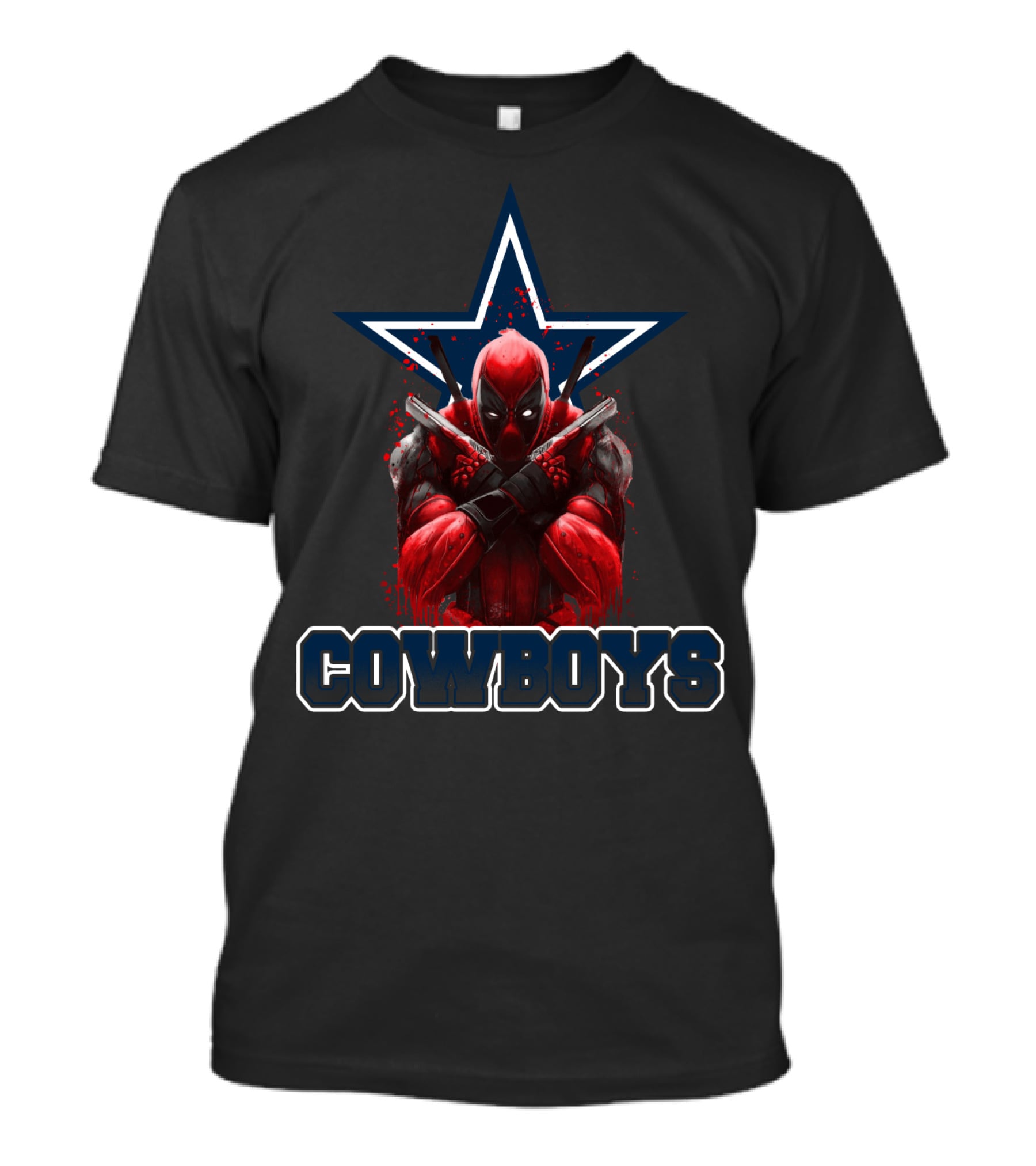 Cowboys Deadpool Crossover With Dallas Star And Bold Typography T-Shirt
