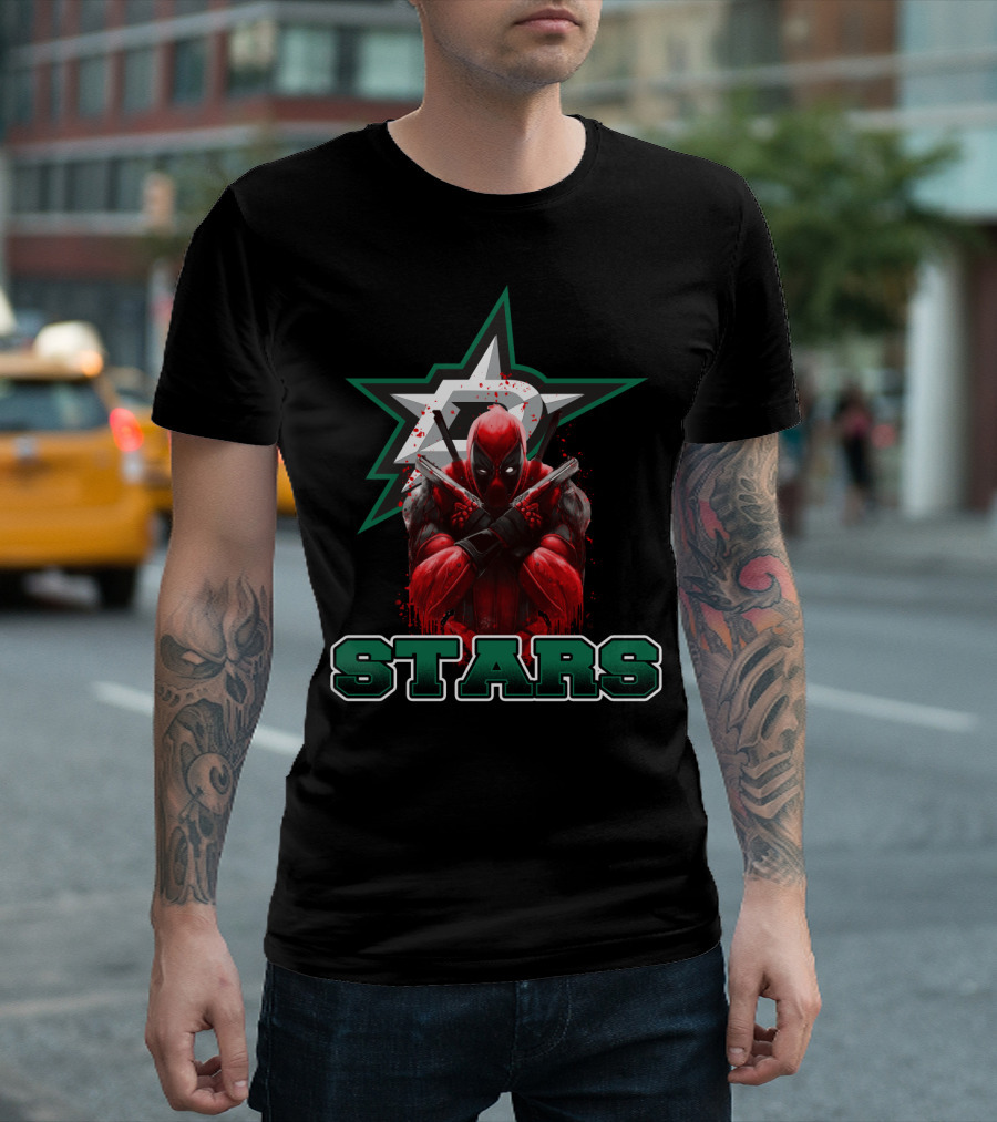 Deadpool Dallas Stars Crossover Fans Recognize Iconic Marvel Hockey Fusion T-Shirt