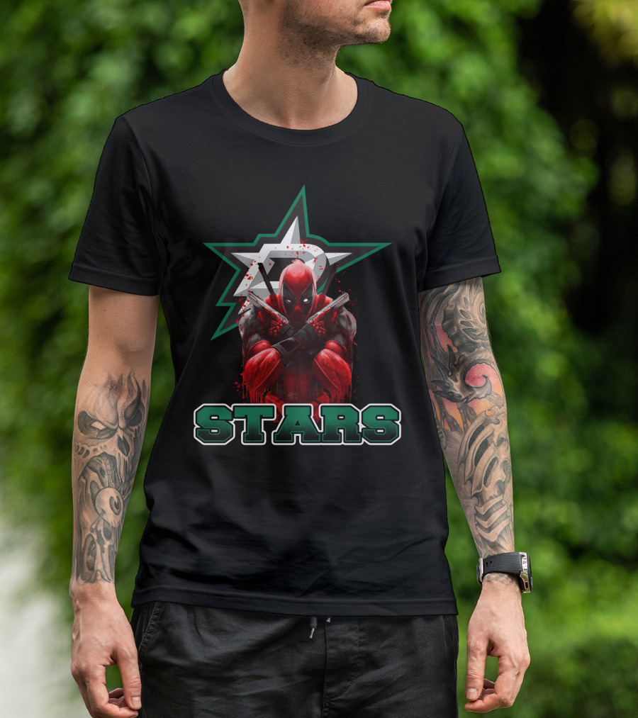 Deadpool Dallas Stars Crossover Fans Recognize Iconic Marvel Hockey Fusion T-Shirt