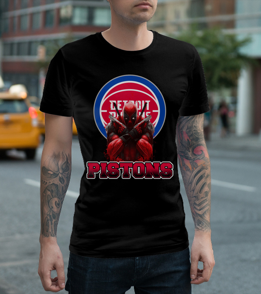 Detroit Pistons Deadpool Mashup Fan Merchandise T-Shirt