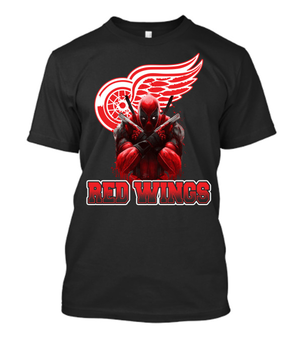 Detroit Red Wings Deadpool Fan Collaboration Crossover T-Shirt
