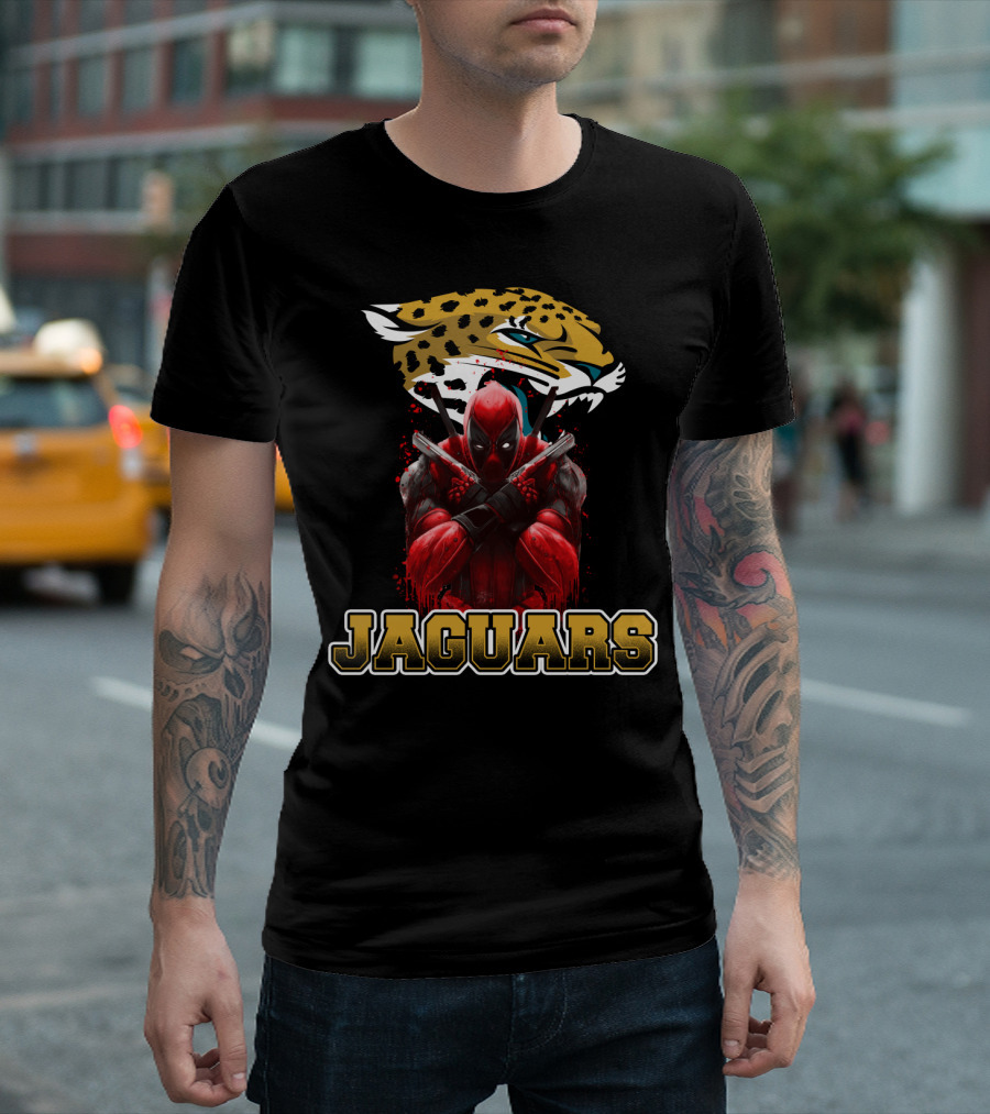 Jacksonville Jaguars NFL Team and Deadpool Crossover T-Shirt