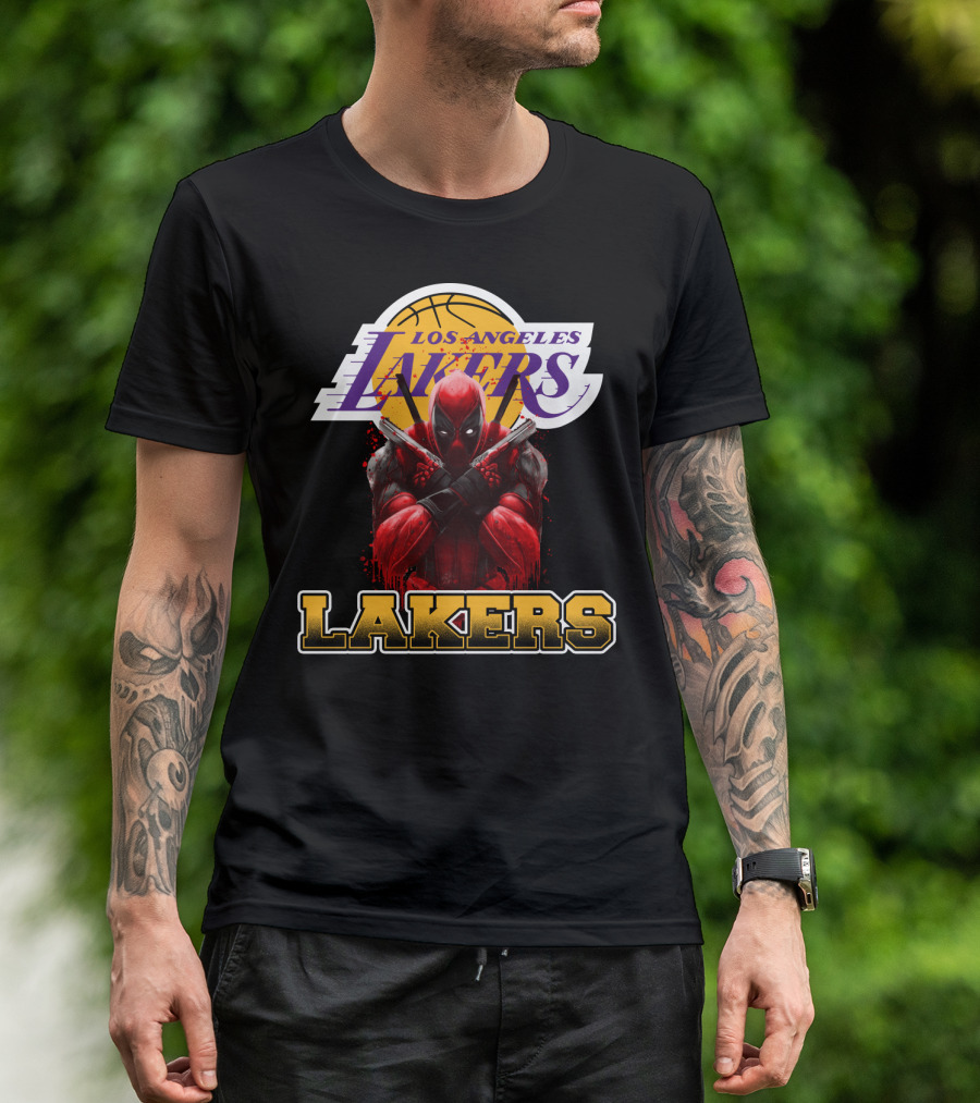 Deadpool In Los Angeles Lakers Colors With Logo Elements T-Shirt