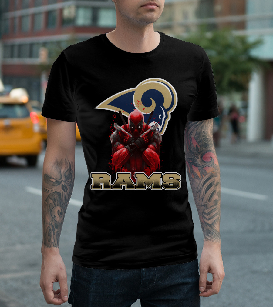 Rams and Deadpool Crossover with Los Angeles NFL T-Shirt