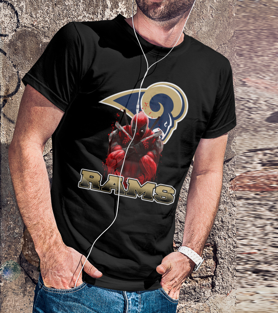 Rams And Deadpool Crossover With Los Angeles NFL T-Shirt