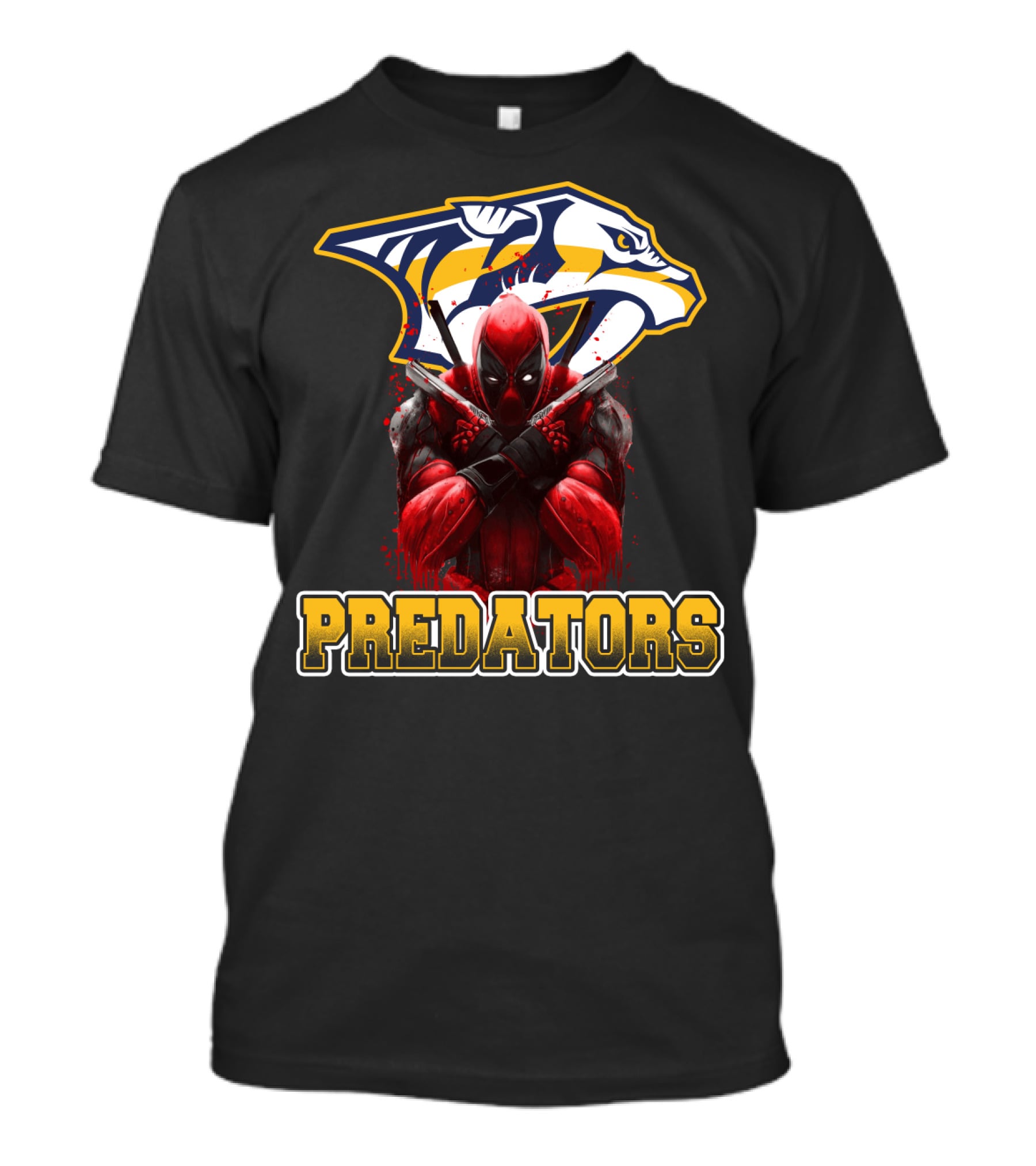 Nashville Predators Deadpool Crossover Predators Logo Deadpool Character T-Shirt