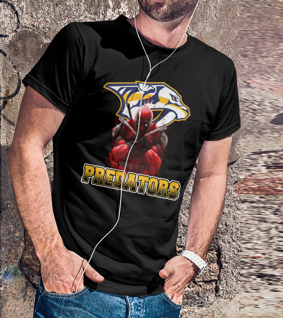 Nashville Predators Deadpool Crossover Predators Logo Deadpool Character T-Shirt