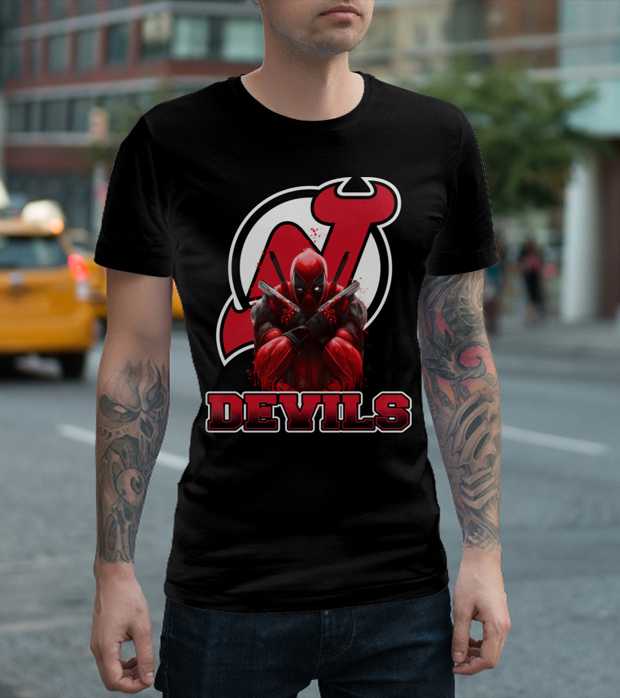 New Jersey Devils and Deadpool Crossover Fans Enthusiast Combo T-Shirt