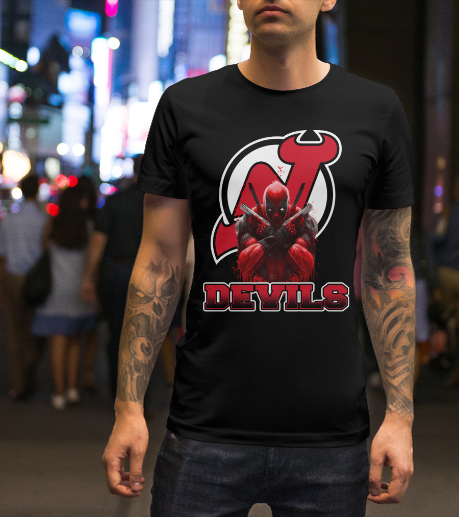 New Jersey Devils And Deadpool Crossover Fans Enthusiast Combo T-Shirt