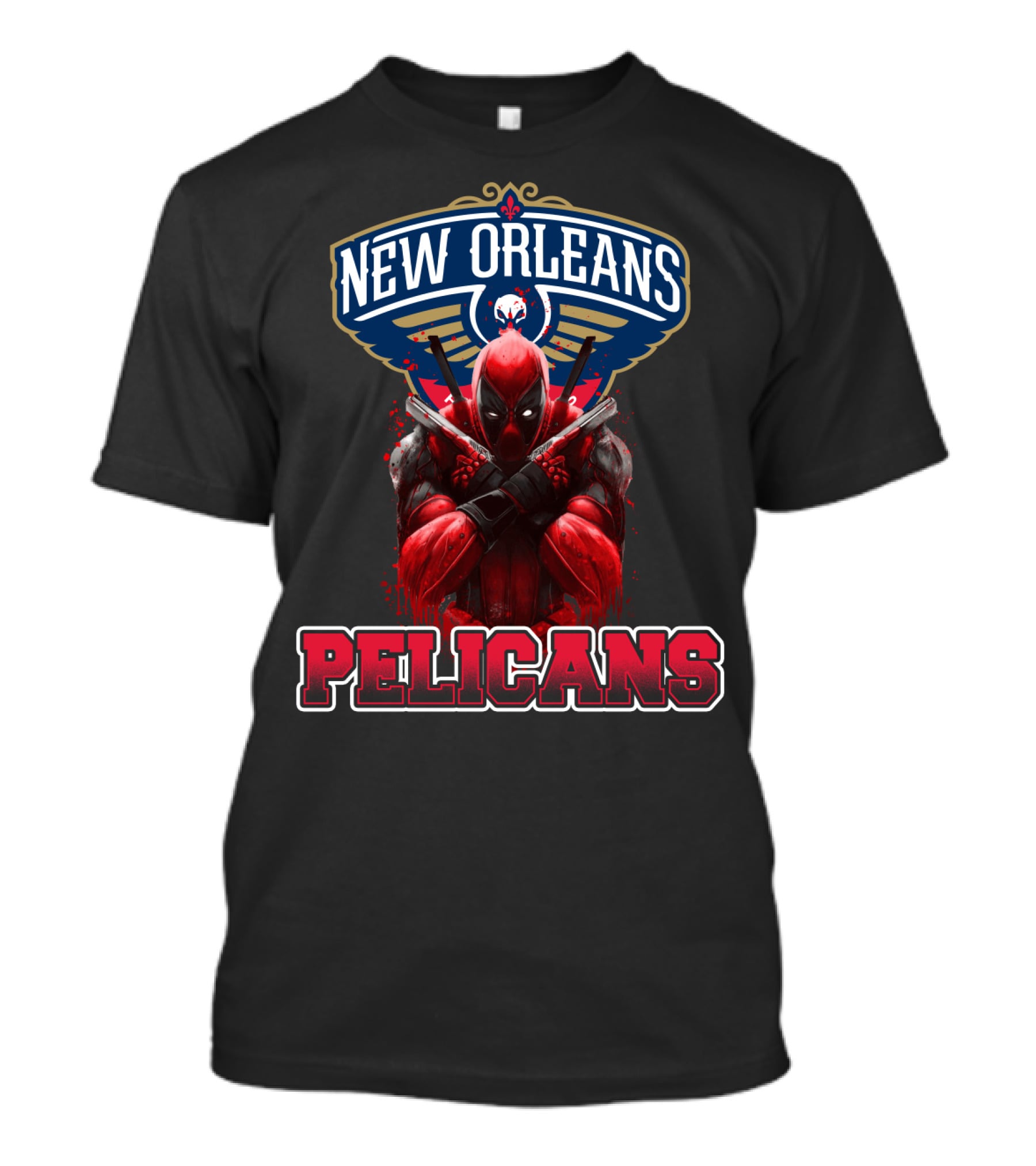 New Orleans Pelicans Deadpool Crossover Fans NBA Marvel Collaboration T-Shirt