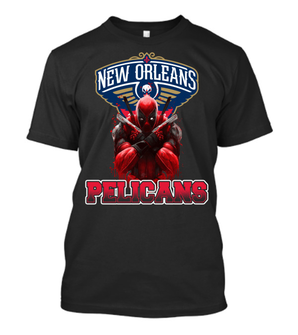 New Orleans Pelicans Deadpool Crossover Fans NBA Marvel Collaboration T-Shirt
