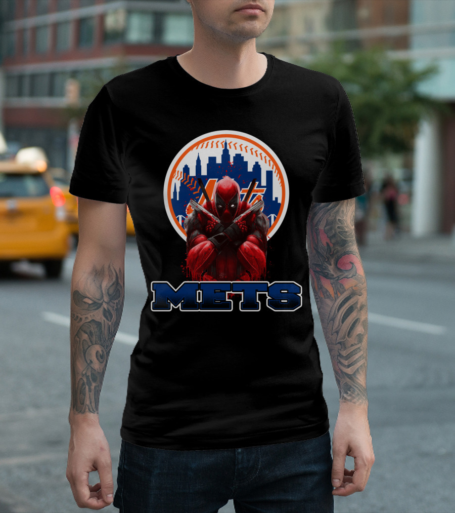 Mets Baseball Meets Deadpool Crossover for New York Fans T-Shirt