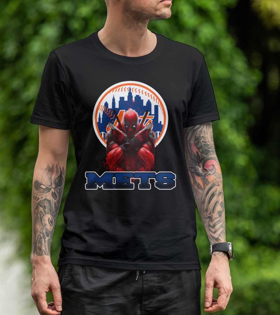 Mets Baseball Meets Deadpool Crossover For New York Fans T-Shirt