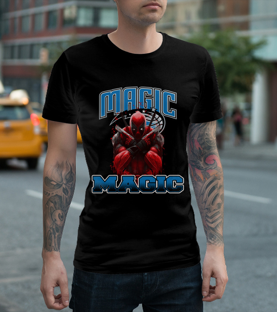 Orlando Magic Deadpool Crossover Fans Basketball Superhero Mashup T-Shirt
