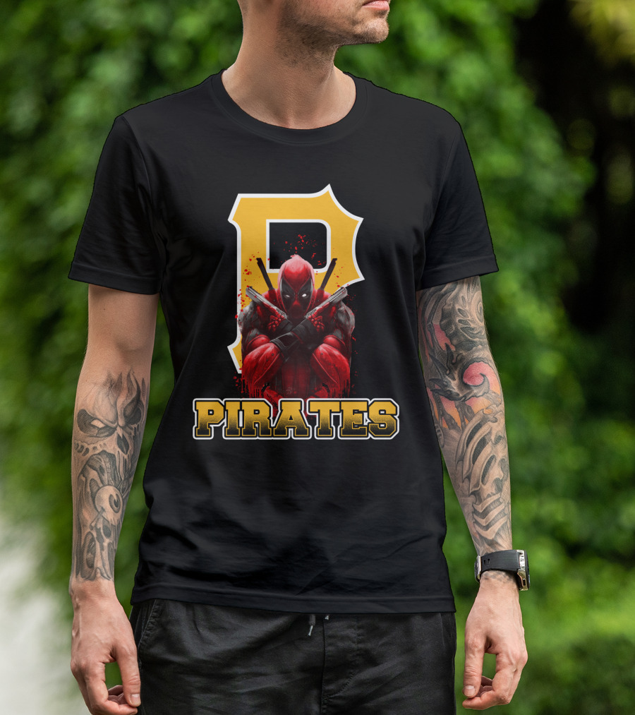 Pittsburgh Pirates Deadpool Crossover Fans Baseball Superhero Mashup T-Shirt