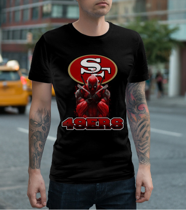 San Francisco 49ers NFL Logo And Deadpool Character Collaboration For Fans T-Shirt