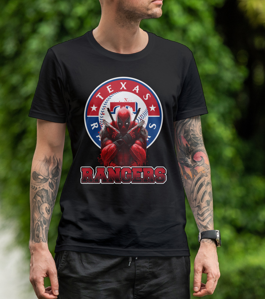 Texas Rangers Deadpool Crossover With Baseball T-Shirt