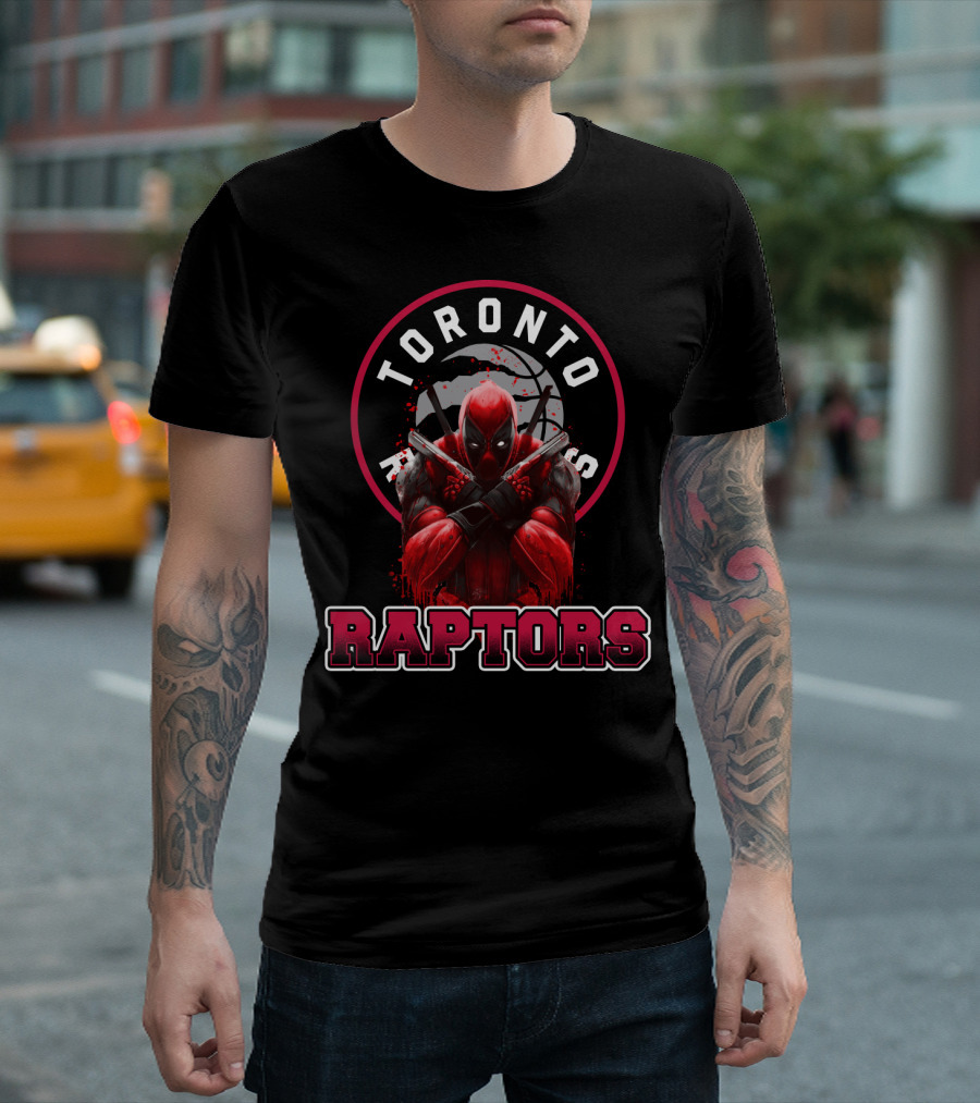 Toronto Raptors and Deadpool Collaboration Raptors Basketball Crossover T-Shirt