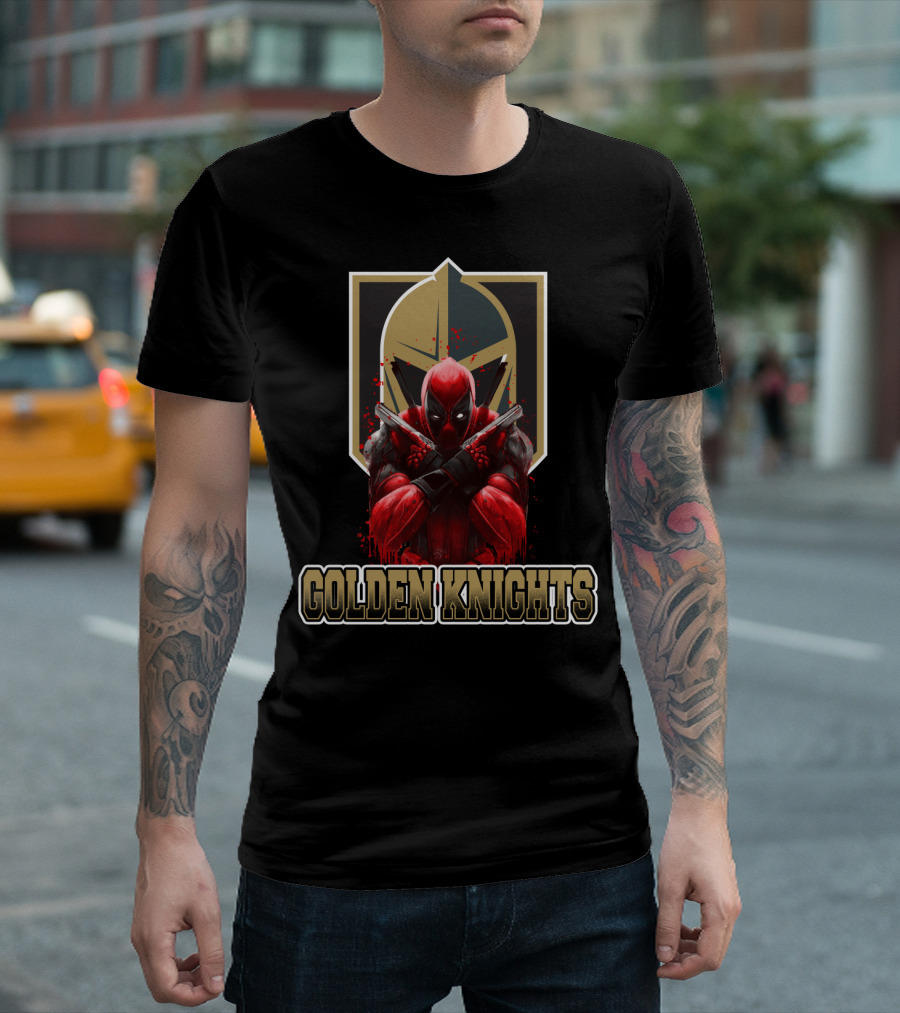 Golden Knights Deadpool Mashup NHL and Marvel Fan Crossover T-Shirt
