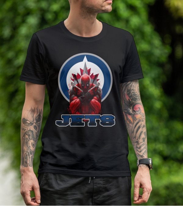 Winnipeg Jets Deadpool Crossover Logo Fans T-Shirt