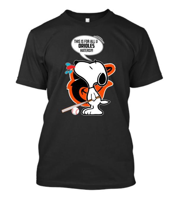 Snoopy Celebrating Baltimore Orioles With Baseball Bat For Orioles Haters T-Shirt