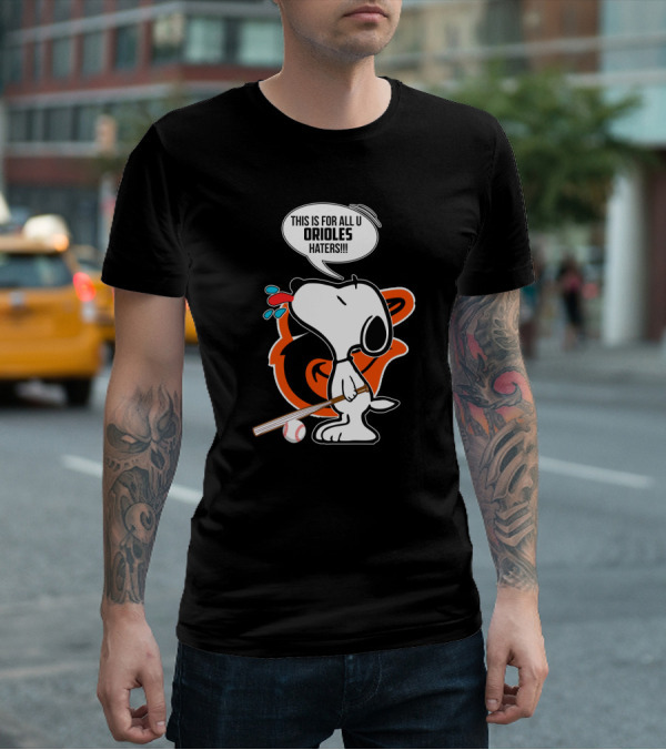 Snoopy Celebrating Baltimore Orioles With Baseball Bat For Orioles Haters T-Shirt