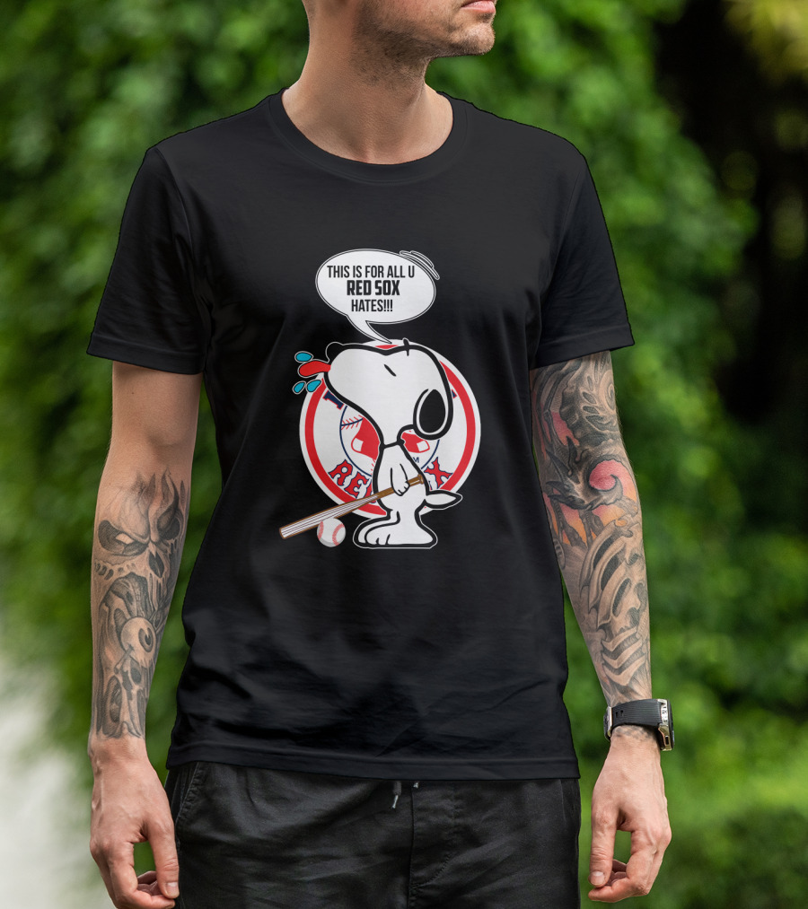 Snoopy Baseball Boston Red Sox Fans Humor Speech Bubble T-Shirt