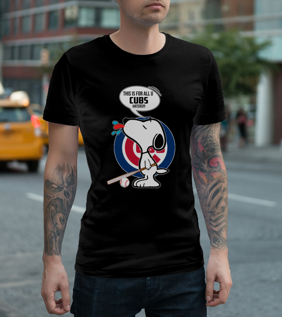 Snoopy Cubs Haters Speech Bubble Baseball Bat Chicago Fans T-Shirt