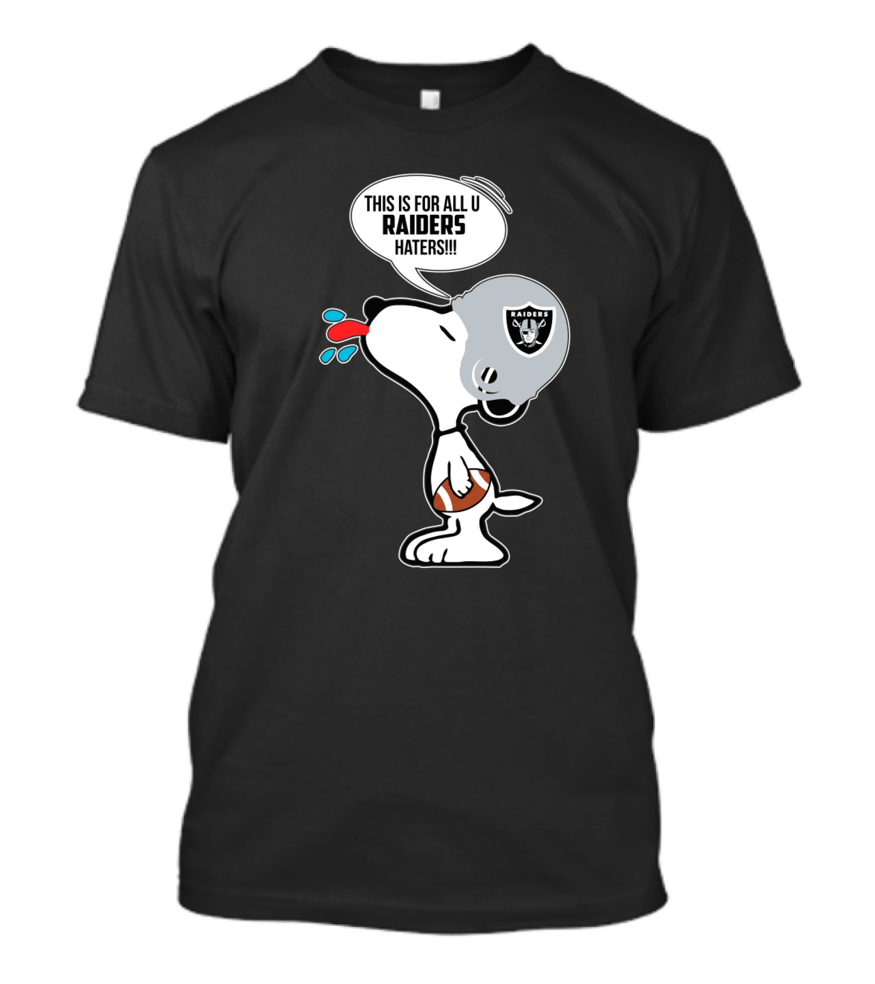 Snoopy Raiders Haters Football Helmet Taunting Peanuts Raiders Fans T-Shirt